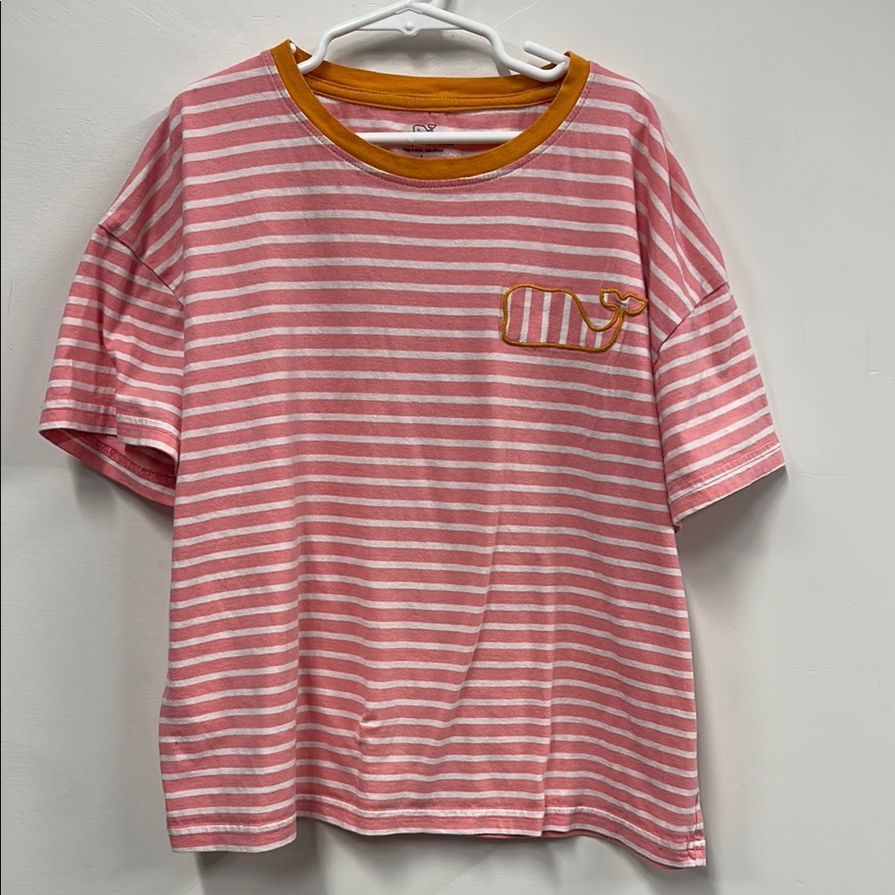 Vineyard vibes Striped Pink and White Kids Shirt L 14